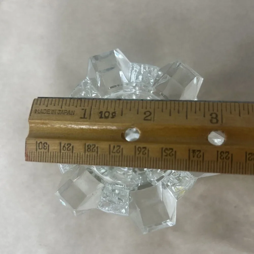 Vintage Heavy Clear Glass Candle Holders Set of 3 – Germany – Taper Stick Style